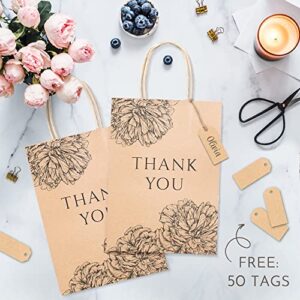 DBETTERWORLD 50 Thank You Bags w/Gift Tags, Thank You Bags for Business Small, Small Bags for Business, Small Thank you Gift Bags, Small shopping bags, Small Thank You bags, Thank you Gift bags