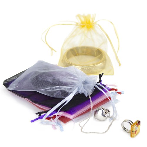 Brybelly 50 Pack of 4 x 6" Yellow Drawstring Organza Storage Bags - Party Favor Pouch for Weddings, Showers, Birthdays & Holidays, Great for Gifts, Candy, Collectibles, & Jewelry