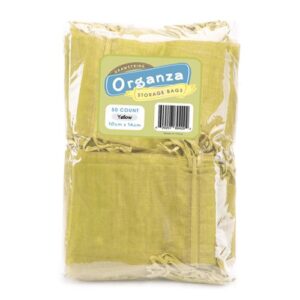 Brybelly 50 Pack of 4 x 6" Yellow Drawstring Organza Storage Bags - Party Favor Pouch for Weddings, Showers, Birthdays & Holidays, Great for Gifts, Candy, Collectibles, & Jewelry