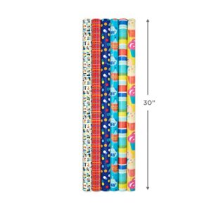 Hallmark Colorful Wrapping Paper Bundle with Cutlines on Reverse (6 Rolls: 110 Square Feet Total) Llamas, Zebras, Cupcakes, Holographic Stripes, Polka Dots for Birthdays, Kids Parties, Back to School