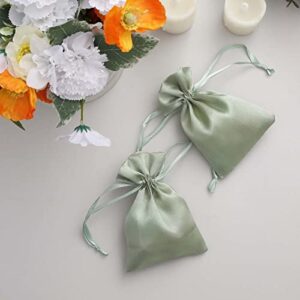 Efavormart 12PCS Sage Green Satin Gift Bag Drawstring Pouch Wedding Favors Bridal Shower Candy Jewelry Bags - 4"x 6"