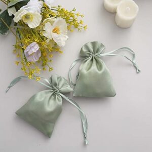 efavormart 12pcs sage green satin gift bag drawstring pouch wedding favors bridal shower candy jewelry bags – 4″x 6″