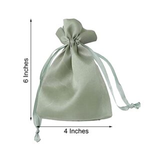 Efavormart 12PCS Sage Green Satin Gift Bag Drawstring Pouch Wedding Favors Bridal Shower Candy Jewelry Bags - 4"x 6"