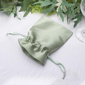 Efavormart 12PCS Sage Green Satin Gift Bag Drawstring Pouch Wedding Favors Bridal Shower Candy Jewelry Bags - 4"x 6"