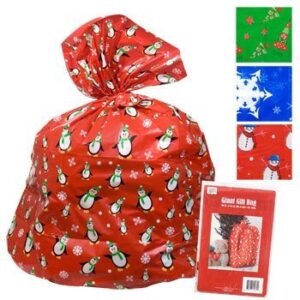 2 giant christmas gift bag 36×44″ w/tie & gift card set of 2