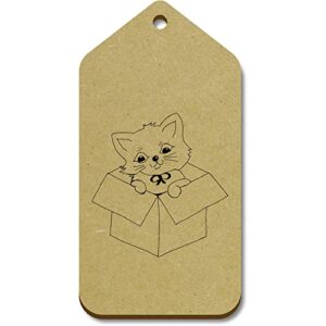 azeeda 10 x large ‘kitten in a box’ wooden gift tags (tg00110973)