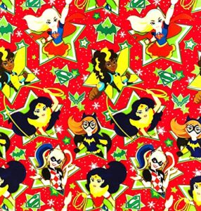designware girls hero on red wrapping paper gift wrap (3.33 feet wide – 70 sq feet)