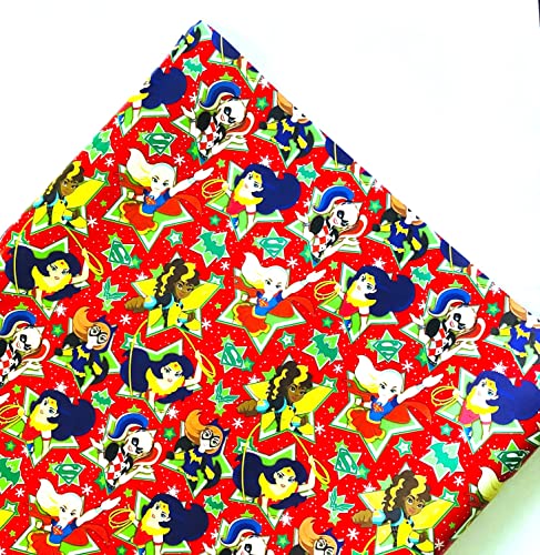 Designware Girls Hero on Red Wrapping Paper Gift Wrap (3.33 Feet Wide - 70 Sq Feet)