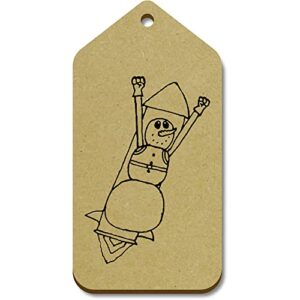 azeeda 10 x large ‘rocket snowman’ wooden gift tags (tg00110979)