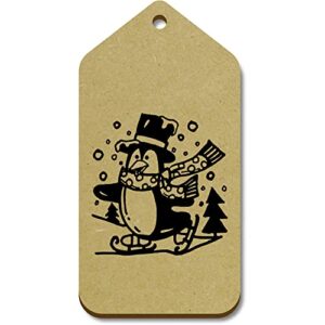 azeeda 10 x large ‘ice skating penguin’ wooden gift tags (tg00111069)
