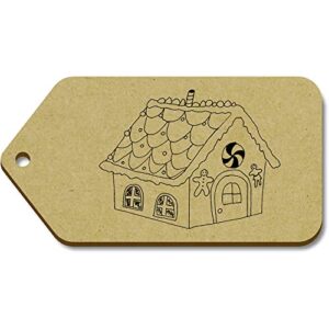 azeeda 10 x large ‘gingerbread house’ wooden gift tags (tg00110895)