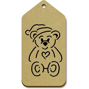 azeeda 10 x large ‘heart teddy’ wooden gift tags (tg00110991)