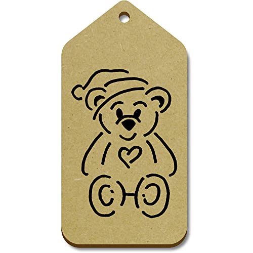 Azeeda 10 x Large 'Heart Teddy' Wooden Gift Tags (TG00110991)