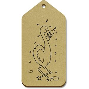 azeeda 10 x large ‘flamingo with wine’ wooden gift tags (tg00110967)