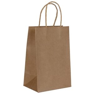joyin 100 pcs kraft paper bags christmas gift bags with handles, recyclable paper sack, paper shopping bags, retail merchandise bags