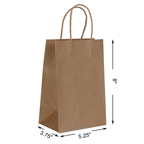 JOYIN 100 PCS Kraft Paper Bags Christmas Gift Bags with Handles, Recyclable Paper Sack, Paper Shopping Bags, Retail Merchandise Bags