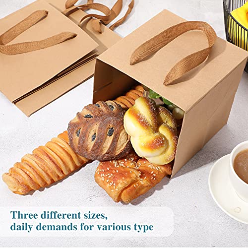 Zonon 30 Pack Brown Paper Bags with Handles Gift Paper Bags Reusable Grocery Shopping Bags Business Packaging Bags, Take out Party Birthday Merchandise Retail Bags Craft (10 Inch, 8 Inch, 6 Inch)