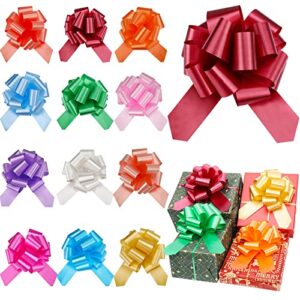 64 pcs 6 inch christmas pull bows for gift wrapping large gift bow with ribbon assorted bows pull string bows package ribbons and bows for christmas present basket valentine easter wedding party