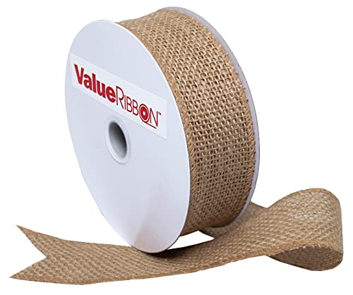 Value Ribbon by Morex 1252.40/10-004V Burlap 1.5" X 10 YD Wired Burlap Ribbon for Gift Wrapping, Natural Ribbons for Crafts, Birthday Gifts for Women and Men, Art Supplies for Party Decorations