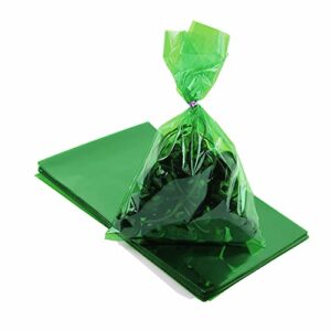 aimtohome cellophane bags 50 pcs green (6 inch x 9 inch),with twist ties clear cellophane treat bags cello cookie candy plastic bag