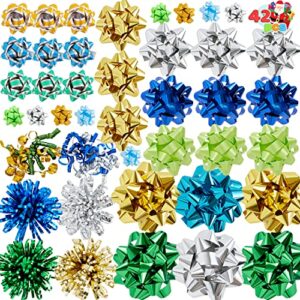 joyin 42 pcs christmas gifts bows assortment, self adhesive gift bows for gift wrapping, present, holiday, wedding, party decoration