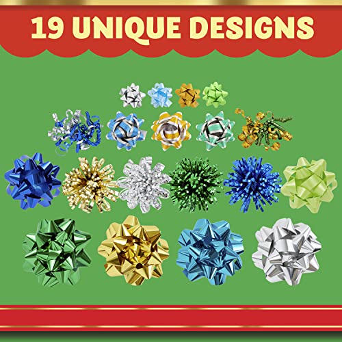 JOYIN 42 PCS Christmas Gifts Bows Assortment, Self Adhesive Gift Bows for Gift Wrapping, Present, Holiday, Wedding, Party Decoration