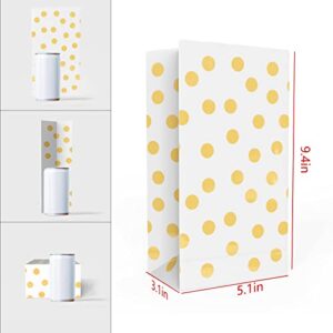 ADIDO EVA 100 PCS Gold Polka Dot Paper Bags Small Paper Party Treat Bags 5.1 x 3.1 x 9.4 Inch