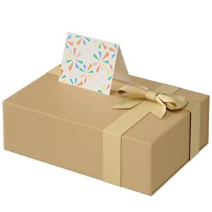 mondepac gift box 11×7.5×3.5 inches,gold gift boxes with magnetic lid，christmas gift box contains card, ribbon, shredded paper filler gift box for gift packaging,christmas birthdays gift packaging