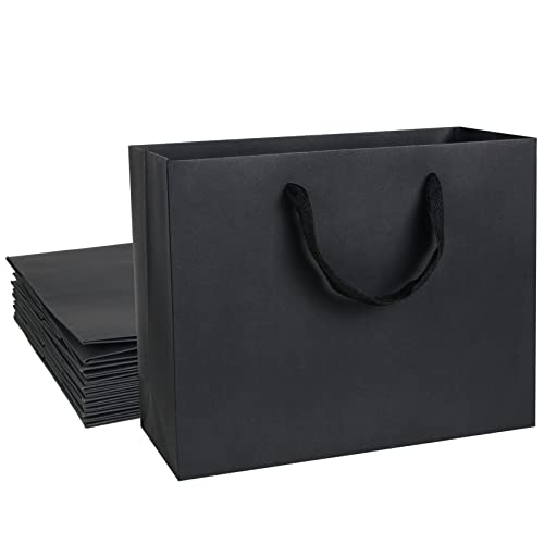 Aimyoo Black Paper Bags with Handles 10 Pack, Medium Gift Bags for Retail Small Business Merchandise Shopping Party,10x8x4.25 inch