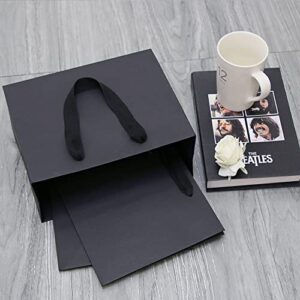 Aimyoo Black Paper Bags with Handles 10 Pack, Medium Gift Bags for Retail Small Business Merchandise Shopping Party,10x8x4.25 inch