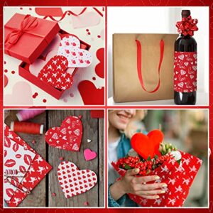 120 Sheets Valentine's Day Tissue Paper Lips Tissue Paper Assorted Love Heart Pattern Present Wrapping Paper 8 Design Red Decorative Art Paper for DIY Crafts Birthday Wedding Baby Shower Decoration