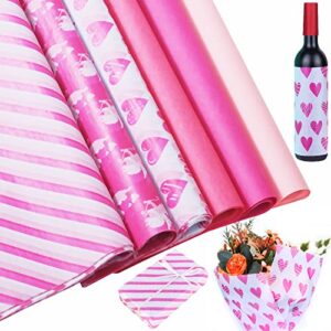 kavoc 60 sheets huge size valentines day tissue bulk, 20 x 30 inch hot pink rose red love heart cupid tissue paper for gift wrapping, gift bags, valentine’s day, mother plot, birthday party