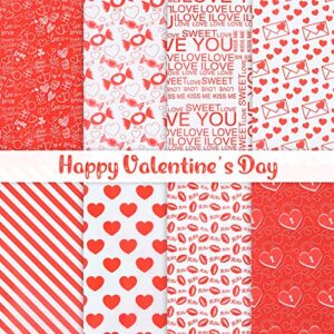 Valentines Tissue Paper Sheets Bulk 80 Sheets 20 * 20inch Per Sheet 8 Designs 10 Sheets Each Design Pattern Printed for Boxes,Wrapping Bags and Wine Bottles