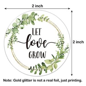 Wedding Favor Tags, Let Love Grow Tags, Thank You Tags for Wedding, Bridal Shower Favor, Succulent, Baby Shower, Pack of 50 Counts with 65 Feet Golden Ribbon.