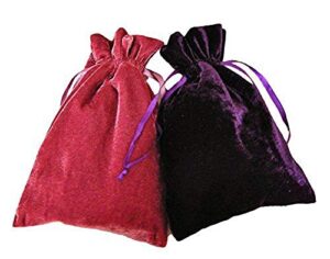 paper mart tarot rune dice gift bags: rose and purple velvet drawstring duo bundle 6×9