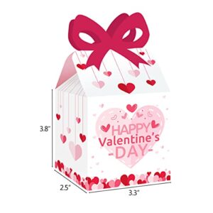 YEXEXINM 24 Pack Happy Valentine's Day Party Goodie Square Favor Gift Boxes, Red Heart Print Party Paper Gift Boxes Treat Bags for Valentine's Day Wedding Anniversary Party Supplies Decoration