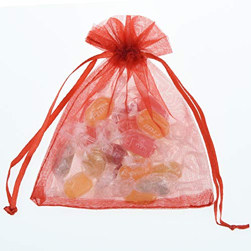 Bskifnn 50pcs Organza Bags 3.54''x4.33''(9x11cm) Satin Drawstring Organza Pouch Wedding Party Favor Gift Bag Jewelry Watch Bags-Red+Green