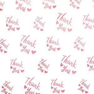 MR FIVE 30 Sheets White with Metallic Pink Thank You Tissue Paper Bulk,20" x 28",Pink Thank You Tissue Paper for Packaging,Gift Bags,Pink Gift Wrapping Tissue for Graduation,Birthday,Thanksgiving