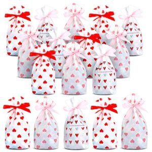 32 pieces valentine’s day drawstring candy bags heart love theme candy pouches bags for valentine’s day wedding party