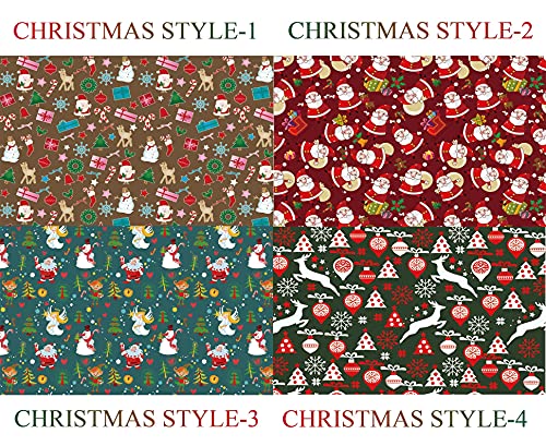 U'COVER Christmas Gift Wrapping Paper for Kids Boys Girls Baby Women Men Xmas Present Wrapping Paper 4 Style Christmas Santa Claus Snoman Tree Snowflake Deer Gift Wrap 12 FOLDED SHEET 20×29inch