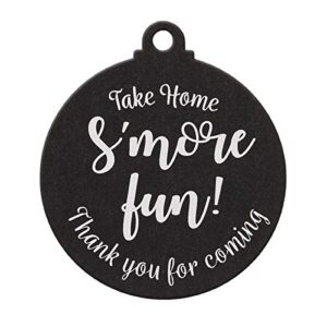 summer-ray 50pcs take home s’more fun treat tags birthday party favors tags gift tags thank you tags (black)