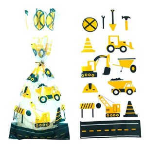 construction candy goodies bags dump truck car cone party favor bags construction zone theme plastic cellophane treat gift bags for construction,baby shower,wedding,bridal shower,birthday party decorations