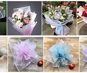 21 Sheets/7 Colors Flower Wrapping Paper,Florist Bouquet Supplies,DIY Crafts,Gift Packaging or Gift Box Packaging, Wraps Waterproof Floral Wrapping Paper 22.8*22.8Inch (Milan paper Gradient color translucent )