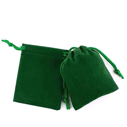 Shukii 50PCS 3" X 4" Velvet Drawstring Bags Travel Jewelry Pouches Candy Gift Bag Pouch Christmas Wedding Party Favors (Green)