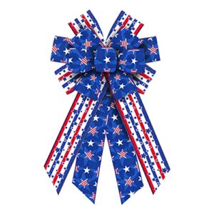 hying large memorial day bows for wreath, patriotic wreath bows american stars bows red blue stripe burlap bows 4th of july tree topper bows for front door christmas memorial day decorations
