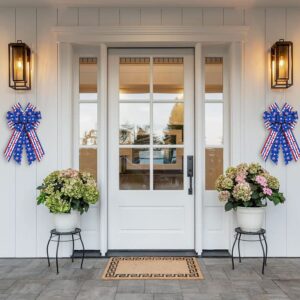 Hying Large Memorial Day Bows for Wreath, Patriotic Wreath Bows American Stars Bows Red Blue Stripe Burlap Bows 4th of July Tree Topper Bows for Front Door Christmas Memorial Day Decorations