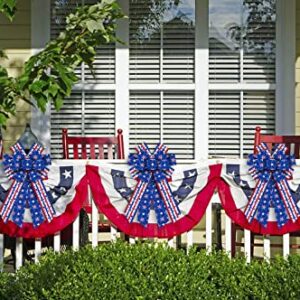 Hying Large Memorial Day Bows for Wreath, Patriotic Wreath Bows American Stars Bows Red Blue Stripe Burlap Bows 4th of July Tree Topper Bows for Front Door Christmas Memorial Day Decorations