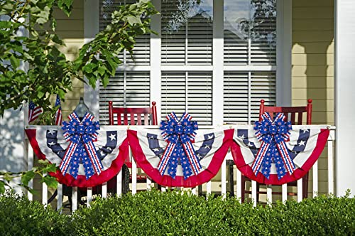 Hying Large Memorial Day Bows for Wreath, Patriotic Wreath Bows American Stars Bows Red Blue Stripe Burlap Bows 4th of July Tree Topper Bows for Front Door Christmas Memorial Day Decorations