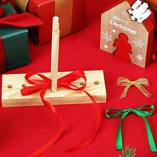 Bow Maker for Ribbon Wreath Wooden Bow Maker Tool with U-Shaped Scissors for Making Bows, Halloween Christmas Party Decorations, Hair Bows, Corsages, Holiday Wreaths, DIY Crafts