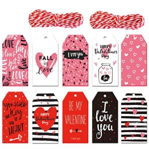 doumeny 150pcs 10 style valentine day paper gift tags red pink black holiday hanging labels gift label tags with 98 feet twines for diy crafts valentines theme party wedding courtship gift wrapping